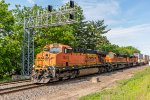 BNSF 7645, GE ES44DC, BNSF 261 SD75M, BNSF 9201 SD70ACe, eastbound on the BNSF